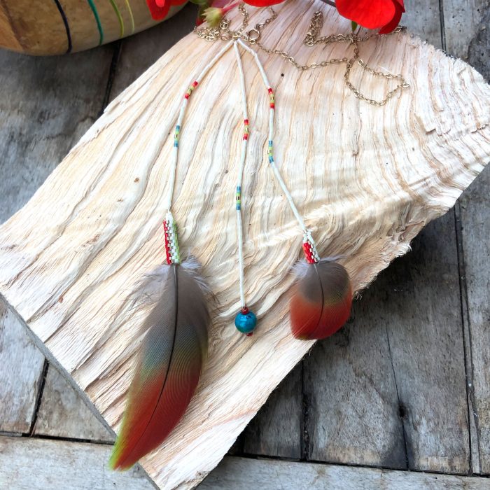 Red Macaw Feather Pendant