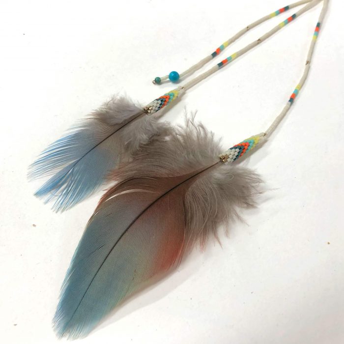 Turquoise Macaw Feather Pendant