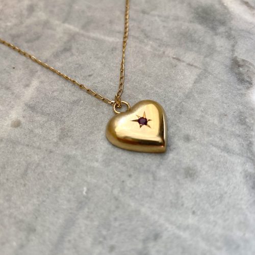 Starry Ethical gold and ruby heart pendant